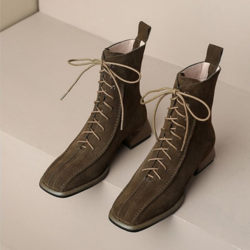 Women's All-match Square Toe Martin Boots 