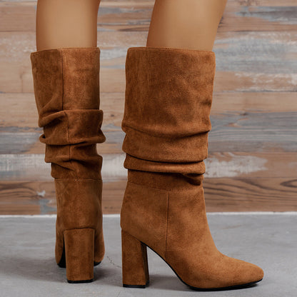 New European And American High Heel Slip-on Fashion Women's Boots CJ