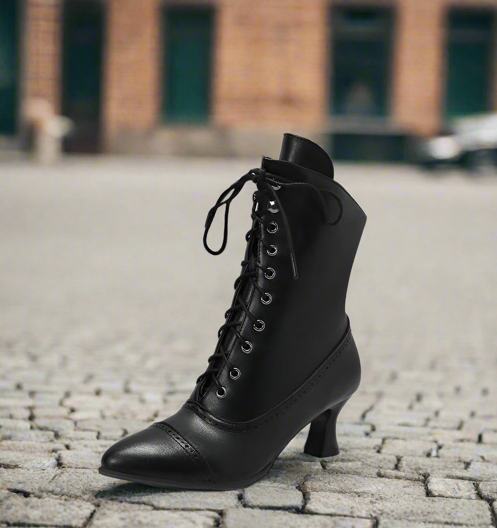 Large Size Women's British-style Martin Wine Glass High Heel Boots Women's Motorcycle Diversi Fashion™