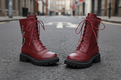 Large-size Womens Chunky-heeled Mid-calf Dr Martens Boots For Fall And Winter 