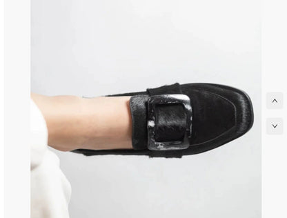 Vintage Square-Button Low-Cut Loafers — Women’s Elegant Slip-On Shoes CJ