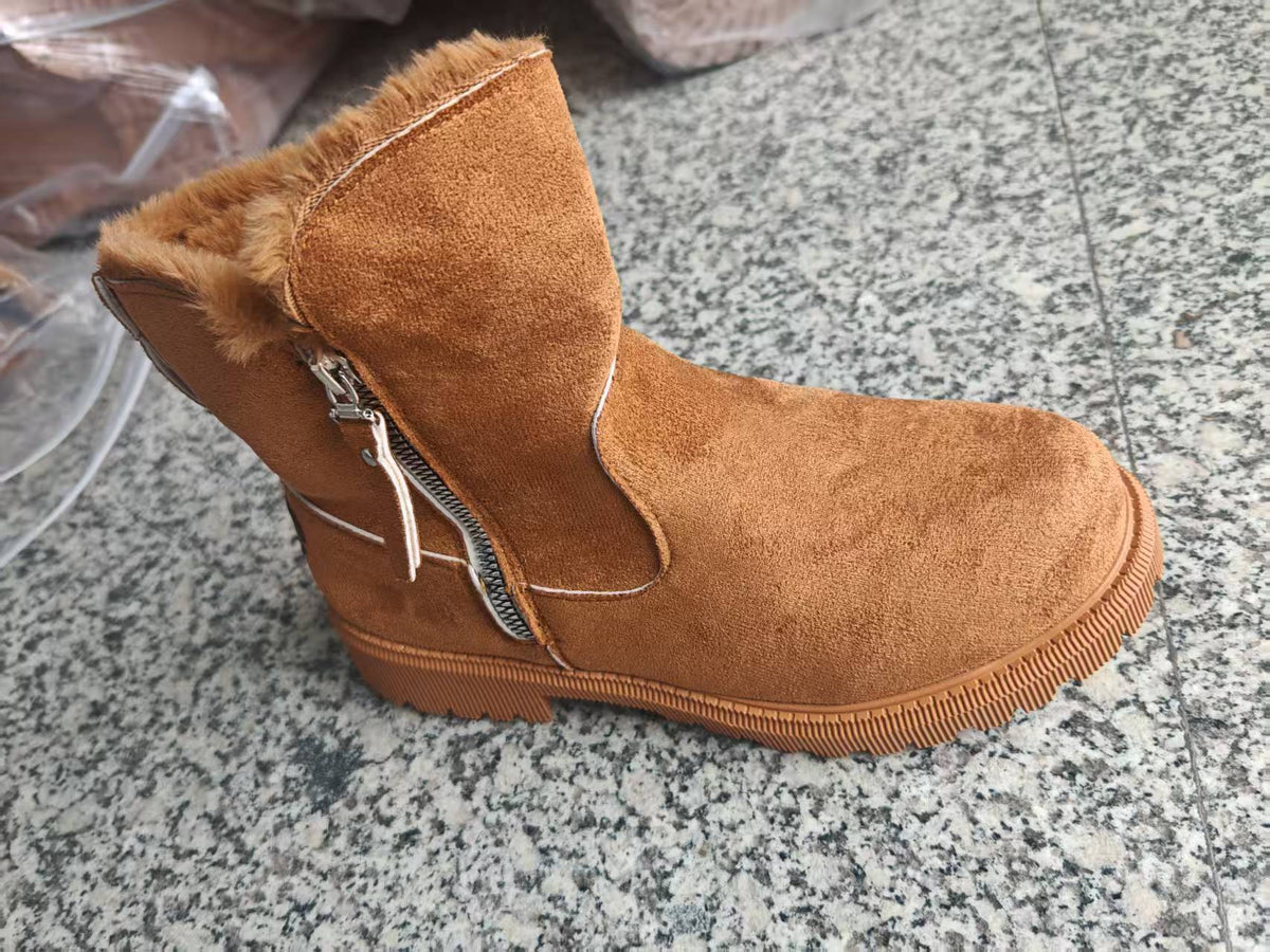 Women’s Velvet Lined Cotton Snow Boots — Plus Size Winter Warm Boots 