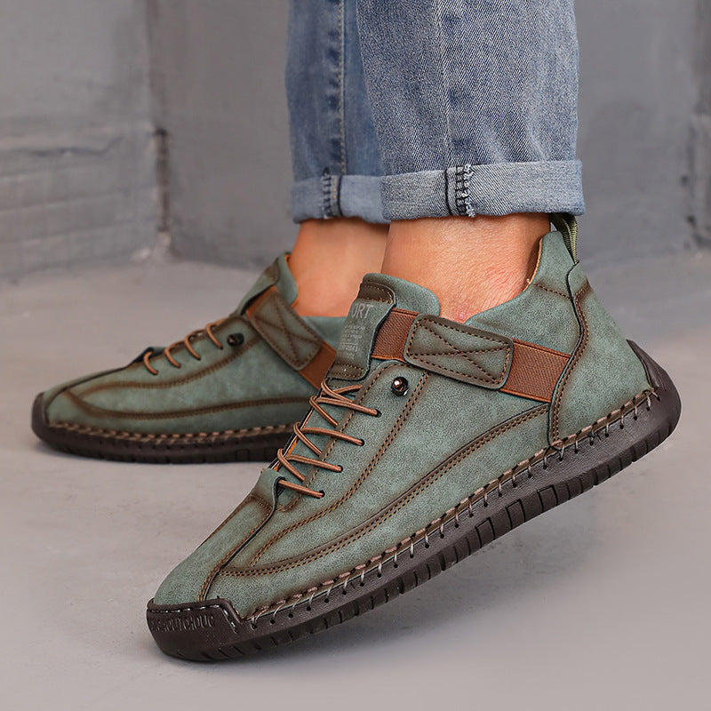 Women’s Color Matching Leather Boots – Outdoor Casual Fashion Footwear CJ