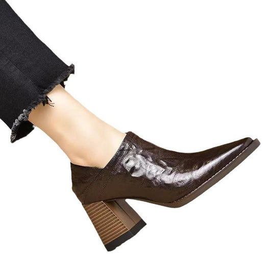 Women’s Chunky-Heel High Heels with Side Zipper – Stylish & Easy-Wear CJ