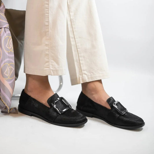 Low-cut Vintage Large Square Button Loafers For Women CJ