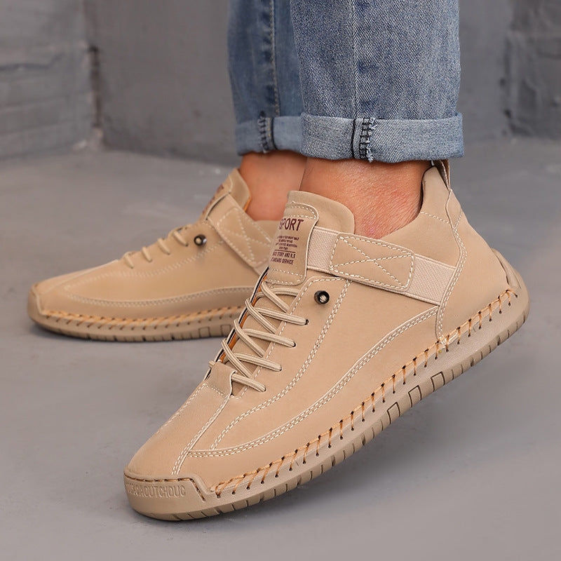 Women’s Color Matching Leather Boots – Outdoor Casual Fashion Footwear CJ