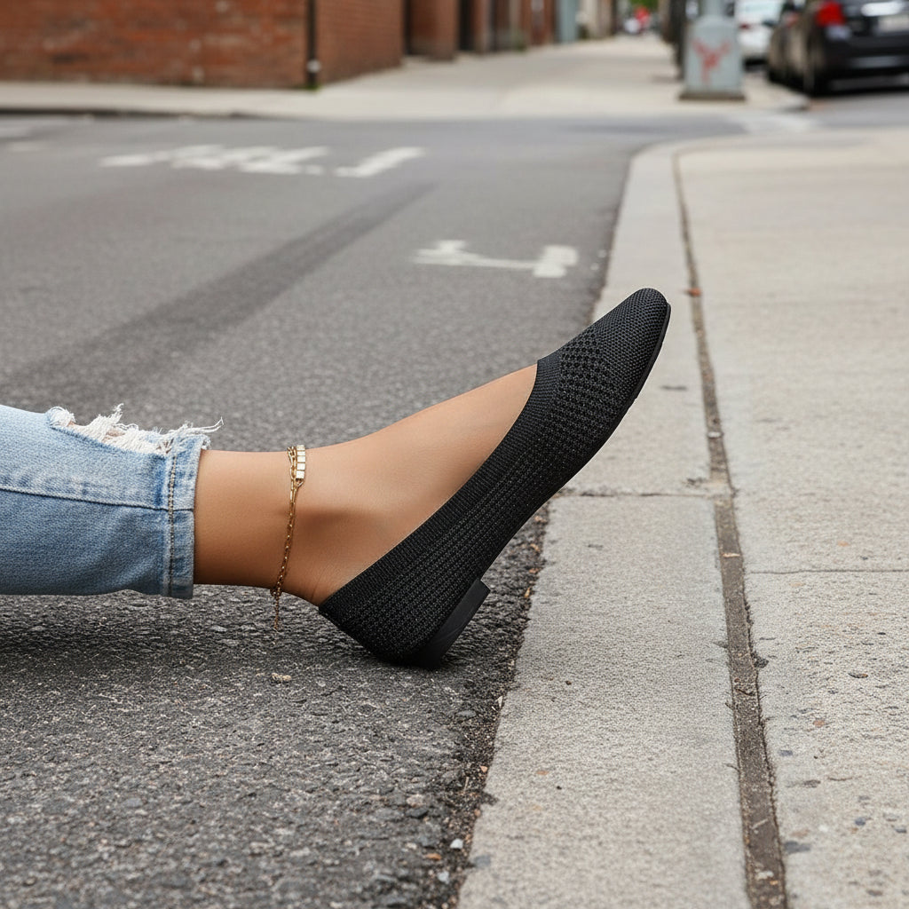 Large Size Flying Woven Women's Shoes Shallow Mouth Mesh Breathable CJ