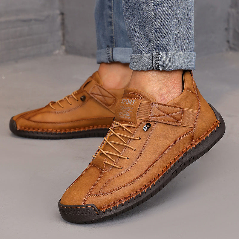 Women’s Color Matching Leather Boots – Outdoor Casual Fashion Footwear CJ