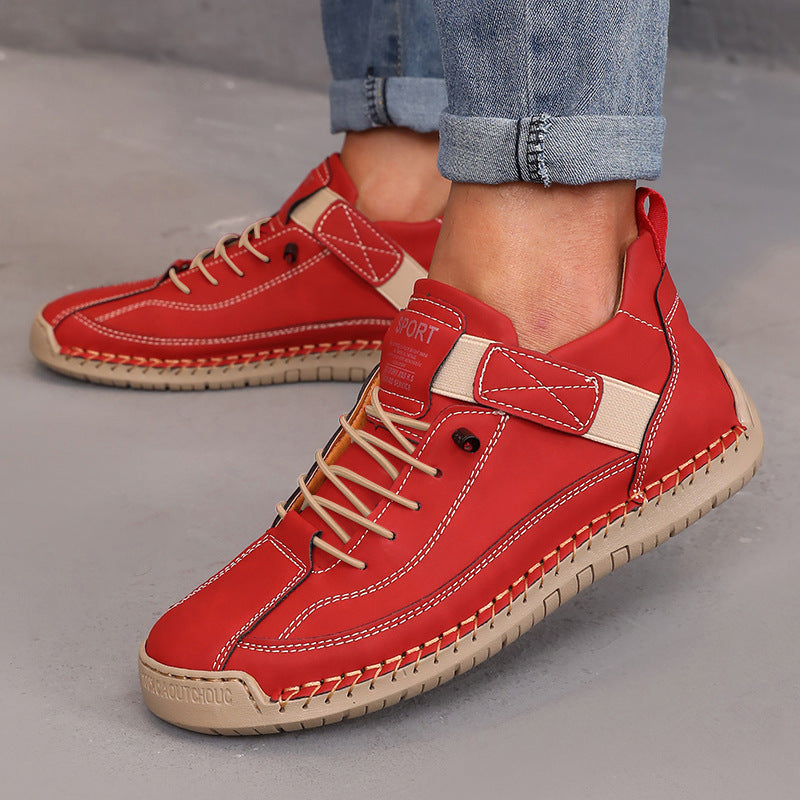 Women’s Color Matching Leather Boots – Outdoor Casual Fashion Footwear CJ