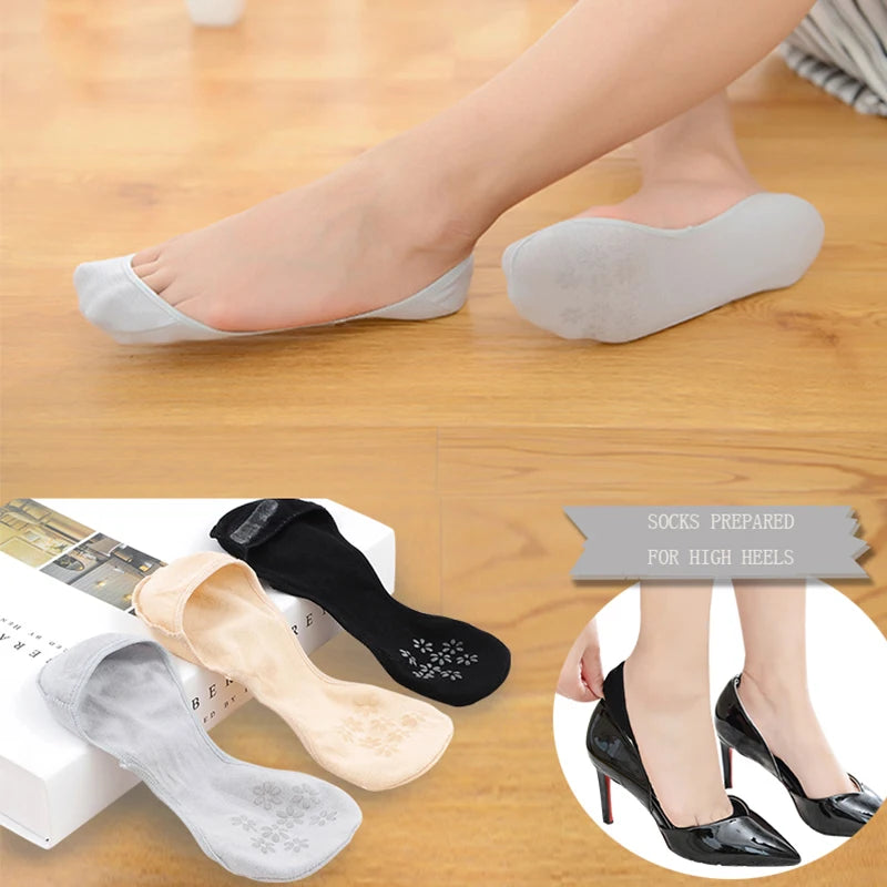 Women’s Super Invisible No-Show Socks | Thin Non-Slip Boat Socks 