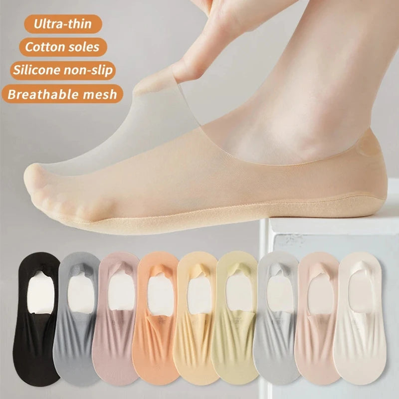 5-Pack Women’s Ultra Thin No-Show Socks | Invisible Boat Socks 