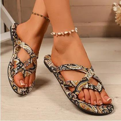 Women’s Boho Flat Printed Slippers CJ