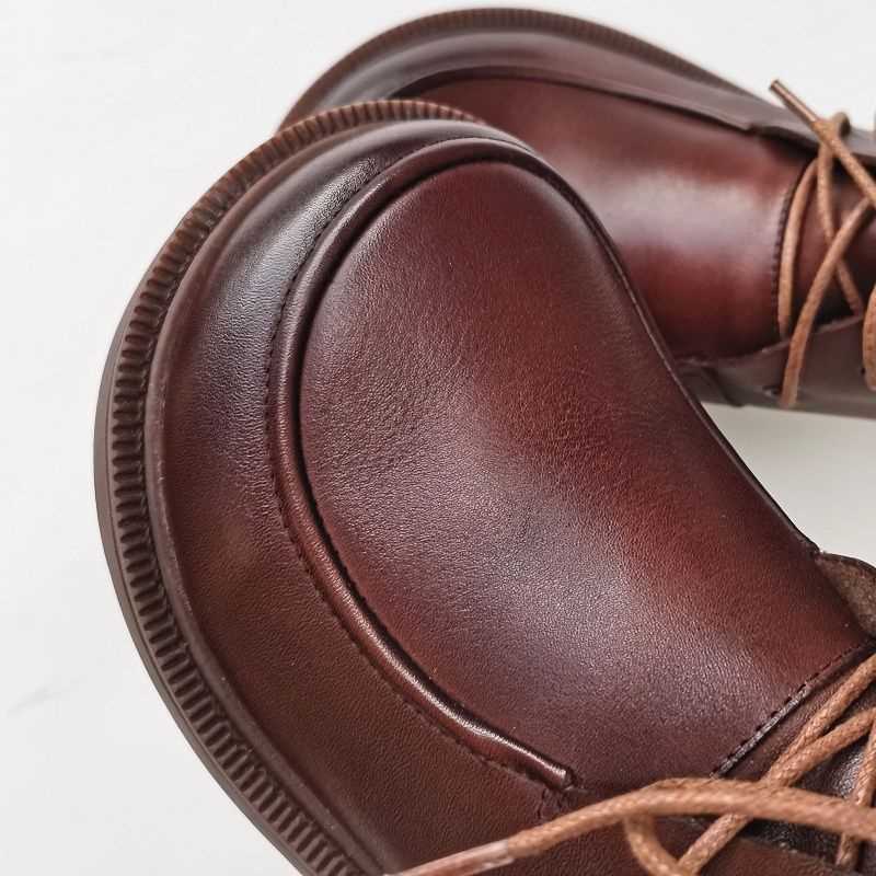 Women’s Pure Leather Chunky Big-Toe Ankle Boots CJ