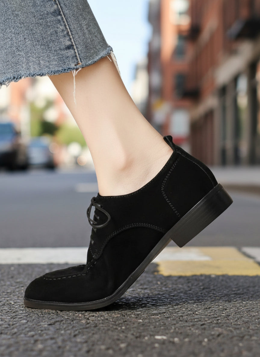 Women’s Retro Deep-Mouth Lace-Up Loafers – Vintage-Inspired Pumps CJ