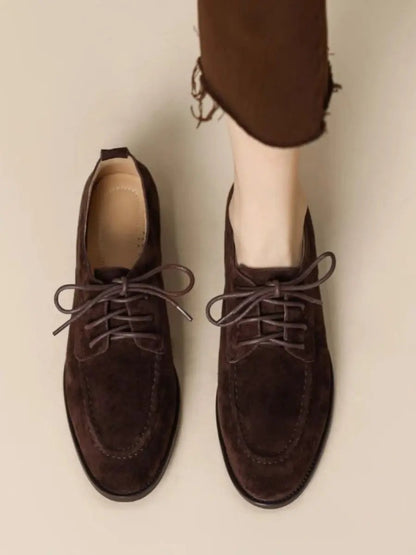 Women’s Retro Deep-Mouth Lace-Up Loafers – Vintage-Inspired Pumps CJ