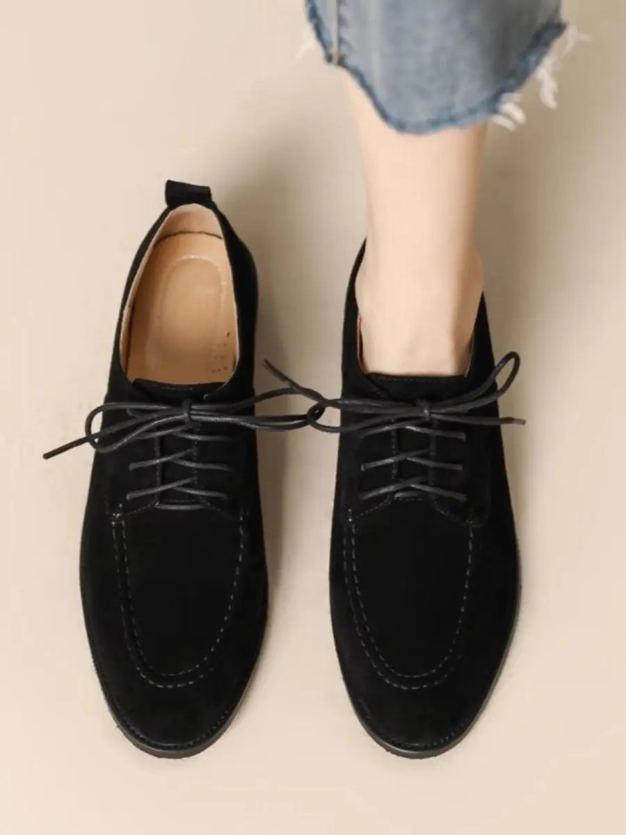 Women’s Retro Deep-Mouth Lace-Up Loafers – Vintage-Inspired Pumps CJ