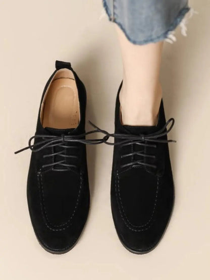 Women’s Retro Deep-Mouth Lace-Up Loafers – Vintage-Inspired Pumps CJ