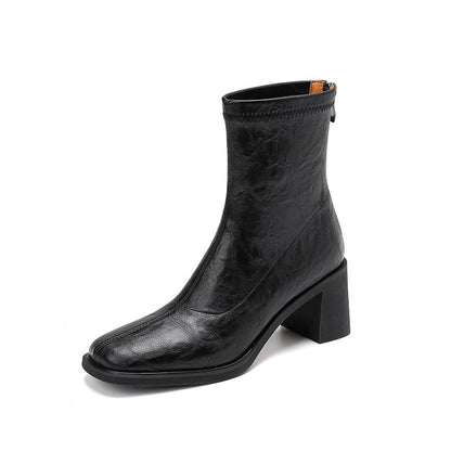 Commuter High Heel Stretch Retro Boots With Chunky Heels CJ