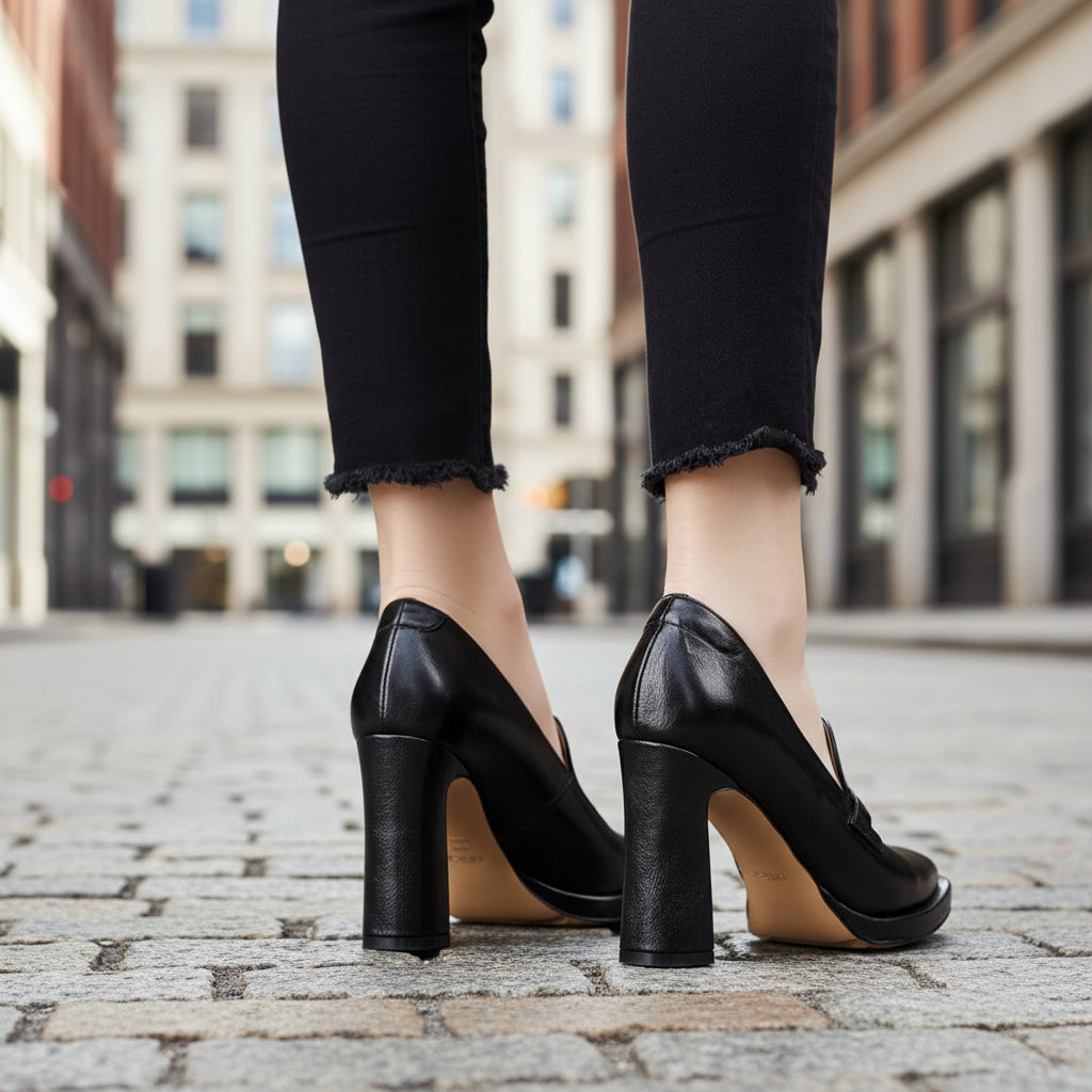 Retro Chunky-heel Pointed-toe Professional Womens Pumps 