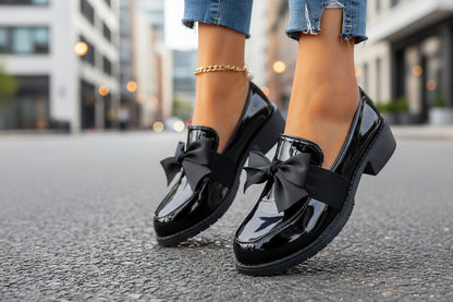 Plus-size Bow-knot Slip-on Loafers For Women 