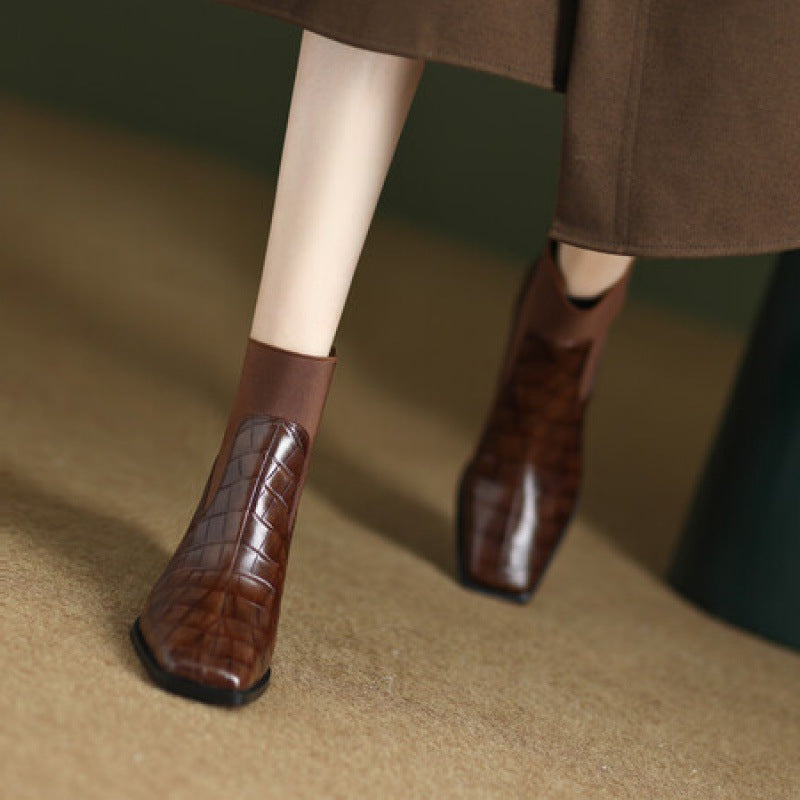 New Autumn Winter Niche Light-luxury Vintage Womens Shoes 