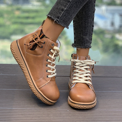 Women's Flat Heel Martin Boots Lace-up Zip Cotton-padded Diversi Fashion™