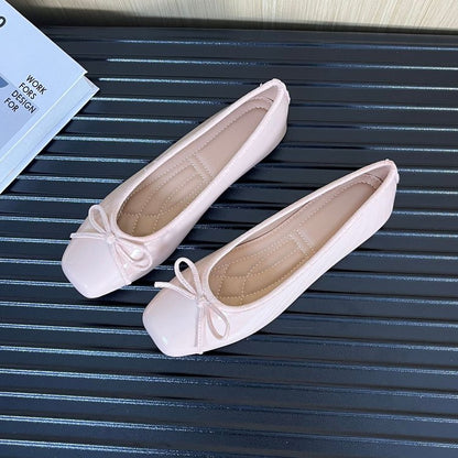 2026 New Spring Summer Women's Square Toe Flats, Korean Style Slip-On Shoes, Soft Sole, Plus Size, Casual All-Match Fashion 