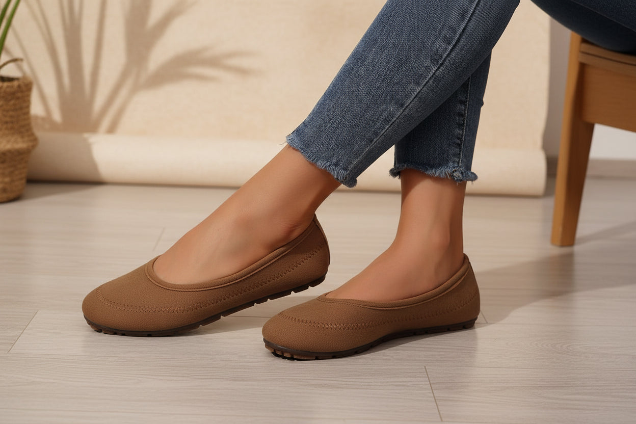 Women’s Low-Cut Round Toe Loafers – Slip-On Flat Casual Shoes