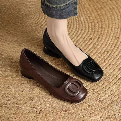 French-style Vintage Low-cut Round-toe Versatile Womens Shoes 