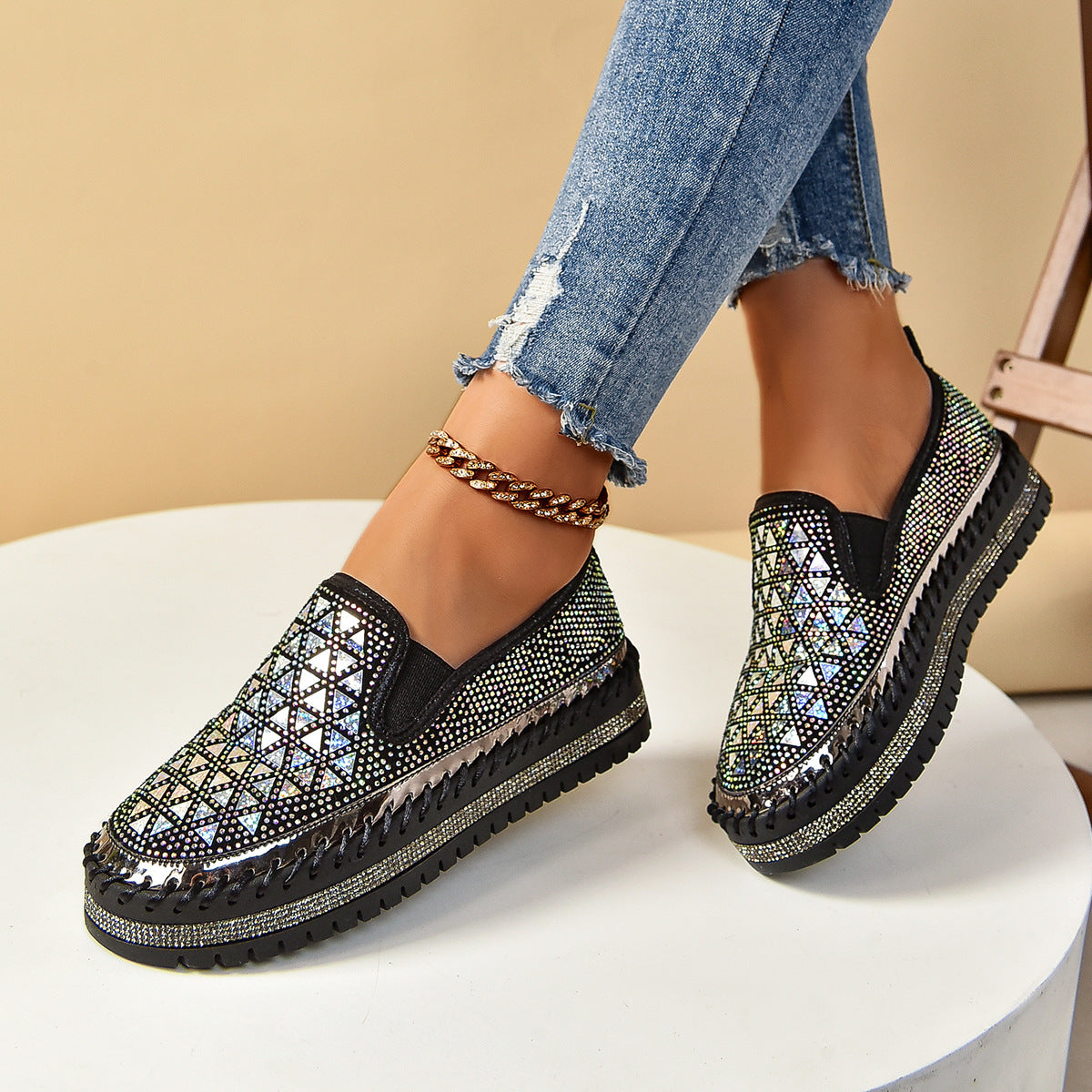 Casual Sneakers Pedal Four Seasons Thick Bottom All-matching Flat Shoes 