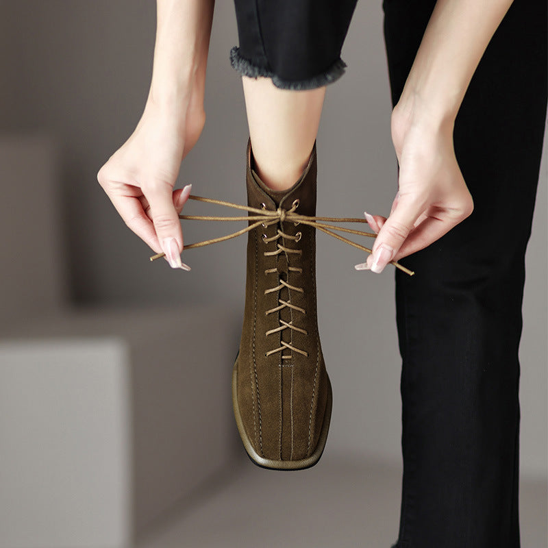 Women's All-match Square Toe Martin Boots 