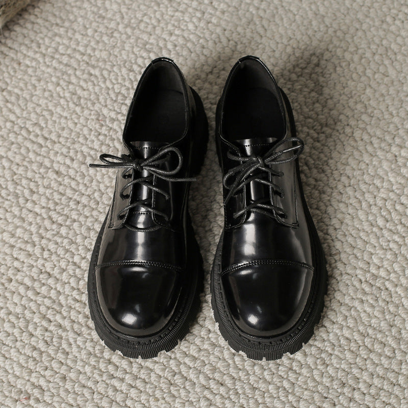 Women’s Solid-Color Retro Slip-On Platform Shoes – Versatile Casual Style CJ