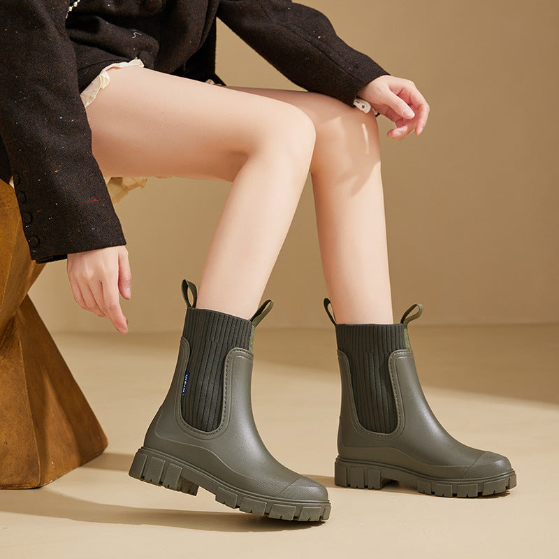 Women’s Waterproof Height-Increasing Rain Boots 