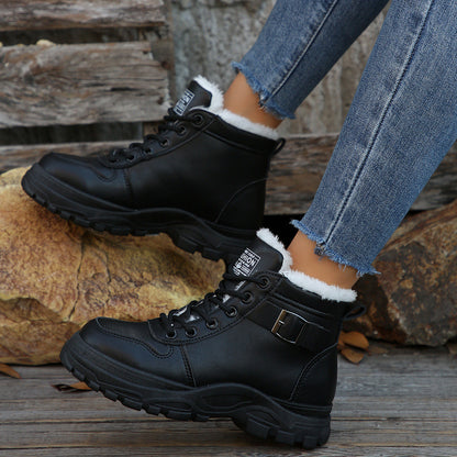 Women's Casual Mid-calf Fleece-lined, Thickened, Insulated Cotton Boots 