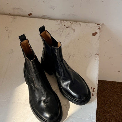 Womens British-style Dr Ankle Boots With Chunky Heels 