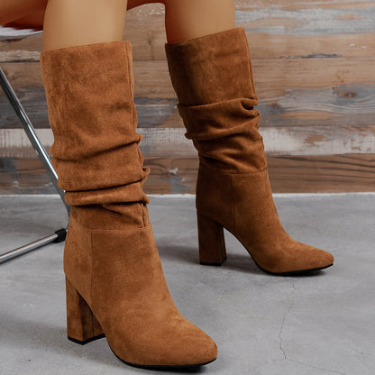 New European And American High Heel Slip-on Fashion Women's Boots CJ