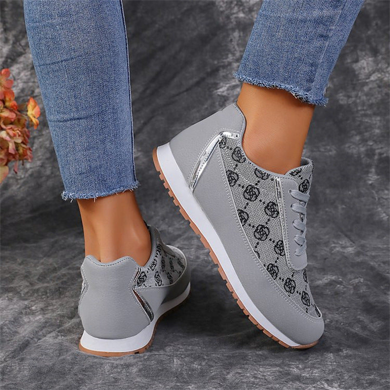 Floral Print Lace-Up Sneakers – Comfortable Canvas Shoes CJ US