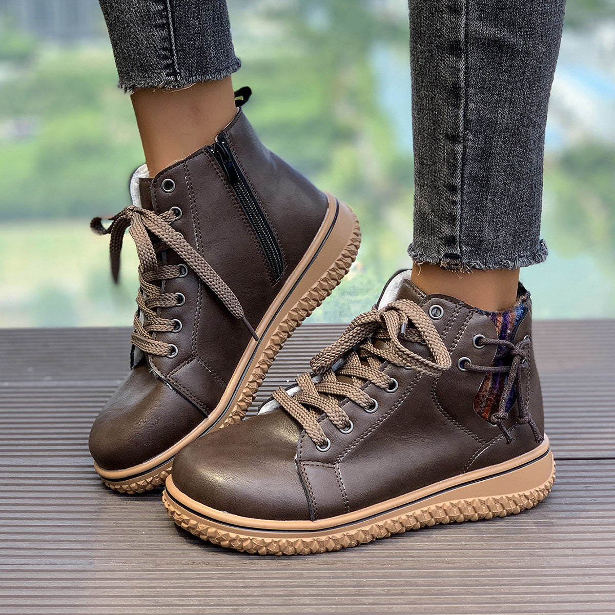Women's Flat Heel Martin Boots Lace-up Zip Cotton-padded Diversi Fashion™