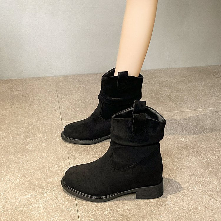 Suede Slimming Chunky-heel Fashion Ankle Boots For Women 