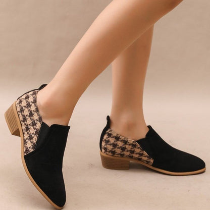 Retro Color-Block Slip-On Shoes For Women 