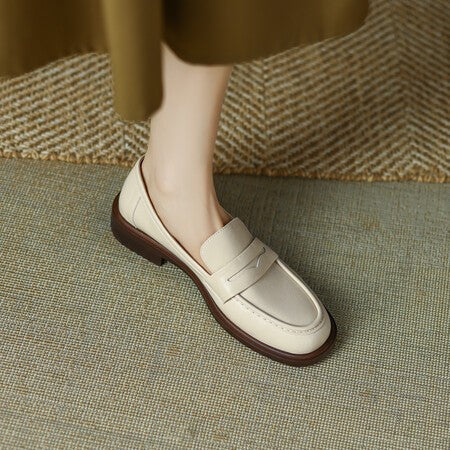 British-style Vintage Women's Heeled Leather Shoes 