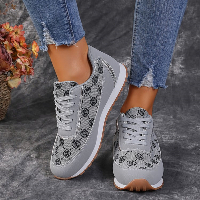 Floral Print Lace-Up Sneakers – Comfortable Canvas Shoes CJ US