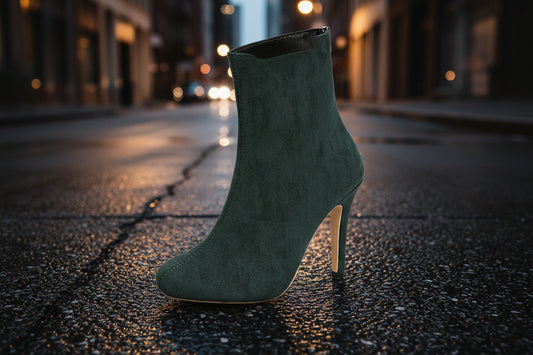 Womens Stylish Figure-flattering Suede High-heeled Ankle Boots 