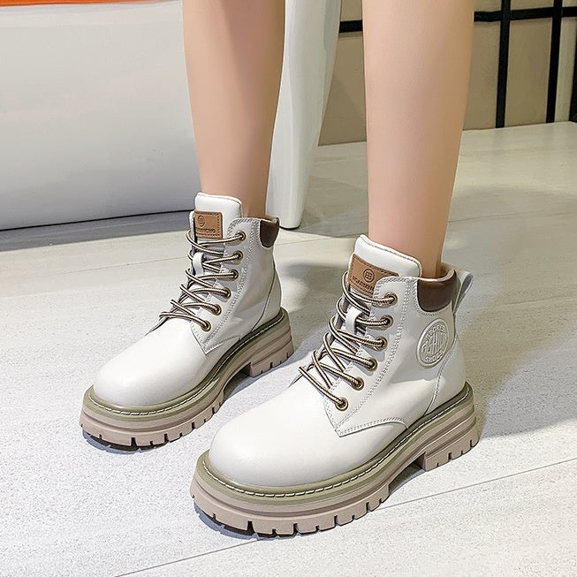 Women’s Genuine Leather Martin Boots – Thick Bottom Elevator Style CJ