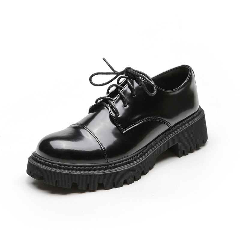 Women’s Solid-Color Retro Slip-On Platform Shoes – Versatile Casual Style CJ