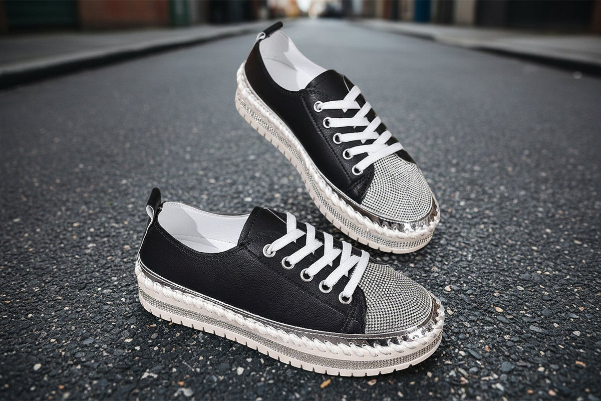 Women’s Plus Size White Sneakers – Chunky Sole Casual Everyday Shoes - Stepique