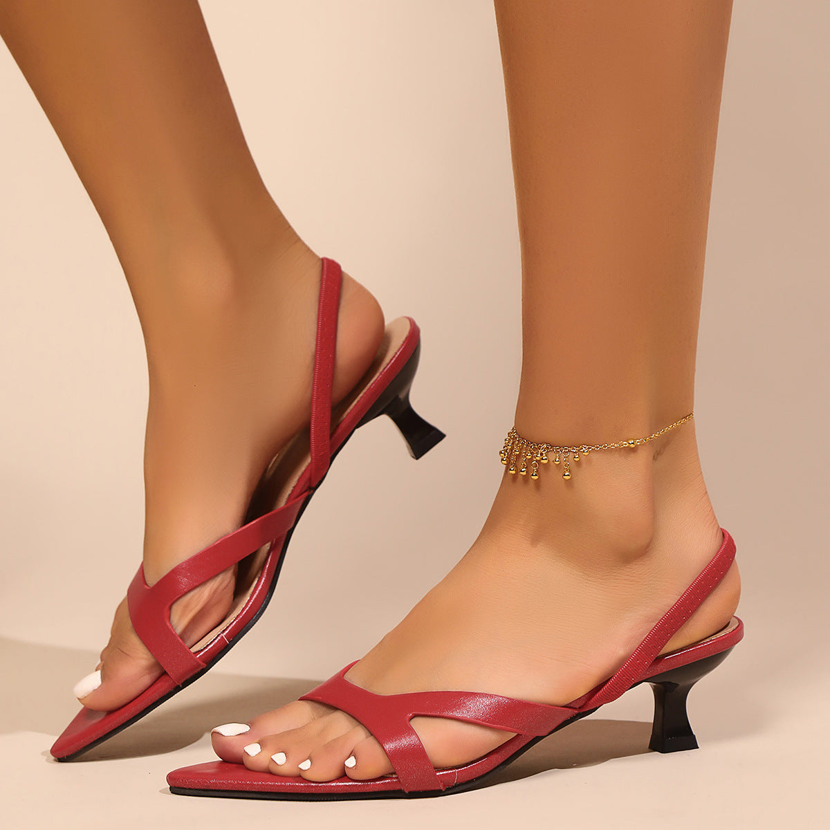 Summer Pointed-Toe Open-Toe Thin-Strap Sandals Women 