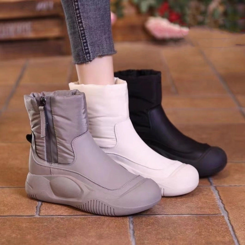Women’s Plush Snow Boots – Waterproof Side-Zip Winter Boots 